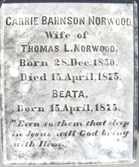 Infant Daughter Norwood