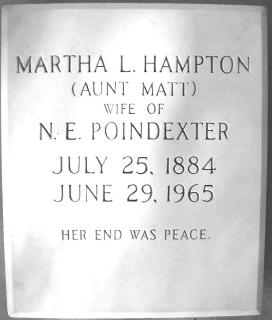 Martha  (Matt) L. Poindexter