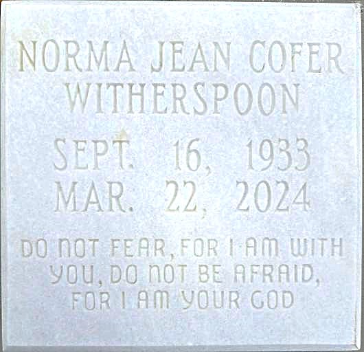 Norma Cofer Witherspoon